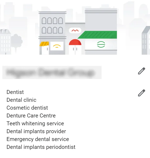 Google Business Profile secondary categories listing example