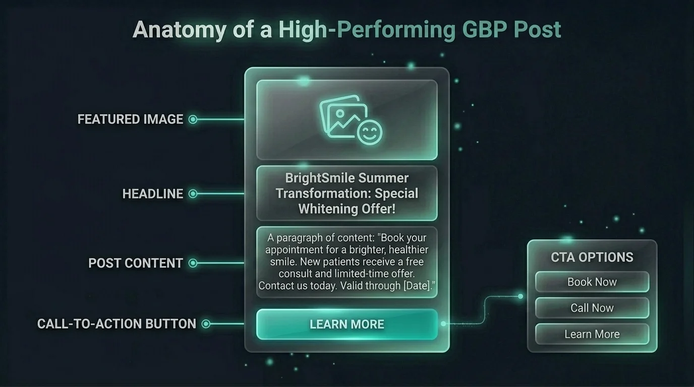 Visual overview of a published GBP post module