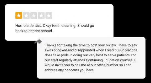 Negative Review Response Example 1