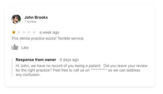 Negative Review Response Example 4