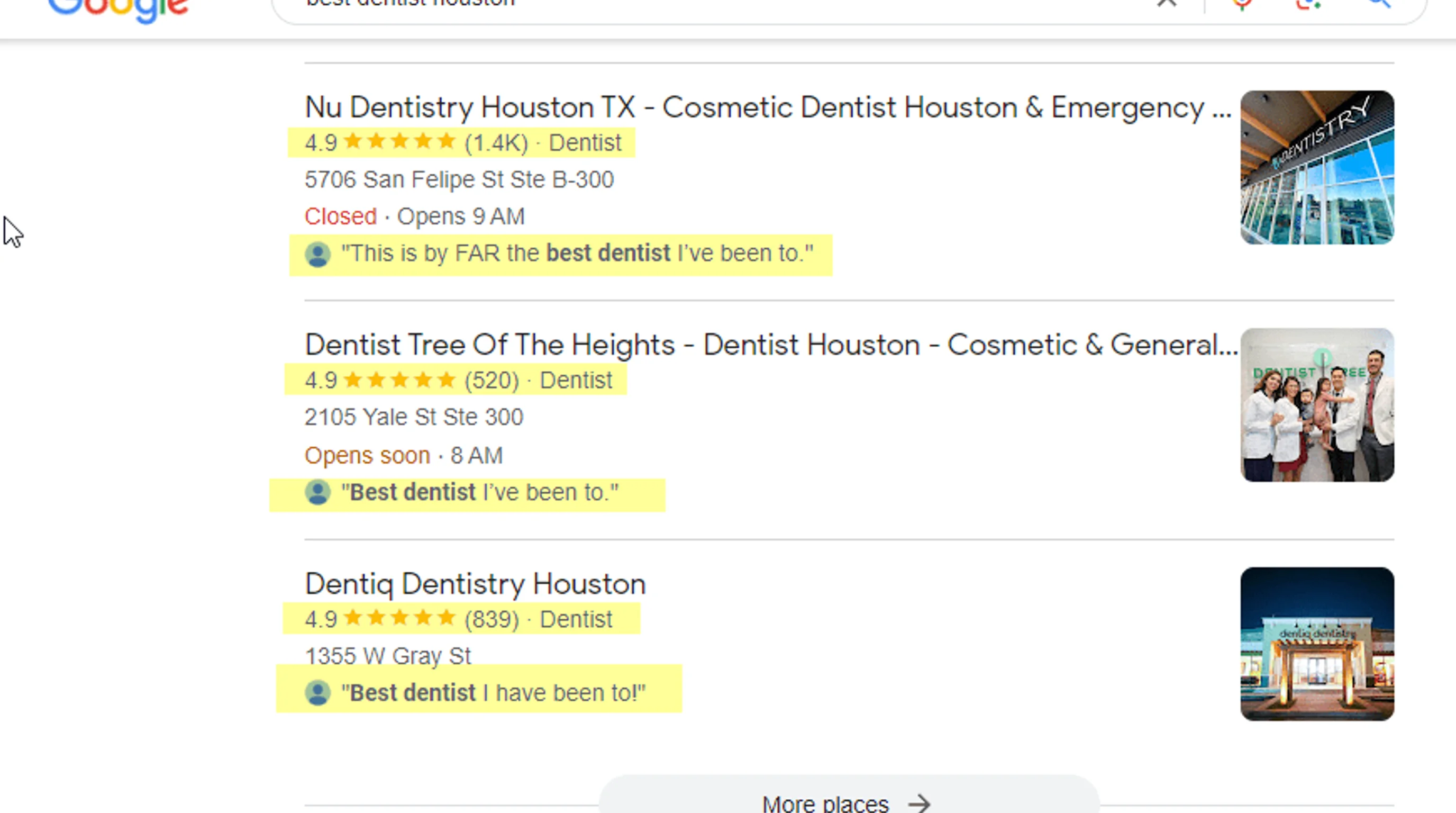 Google Business Profile search queries and discovery clicks breakdown