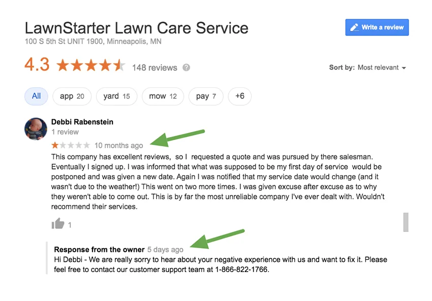 Positive reviews dashboard highlighting custom replies