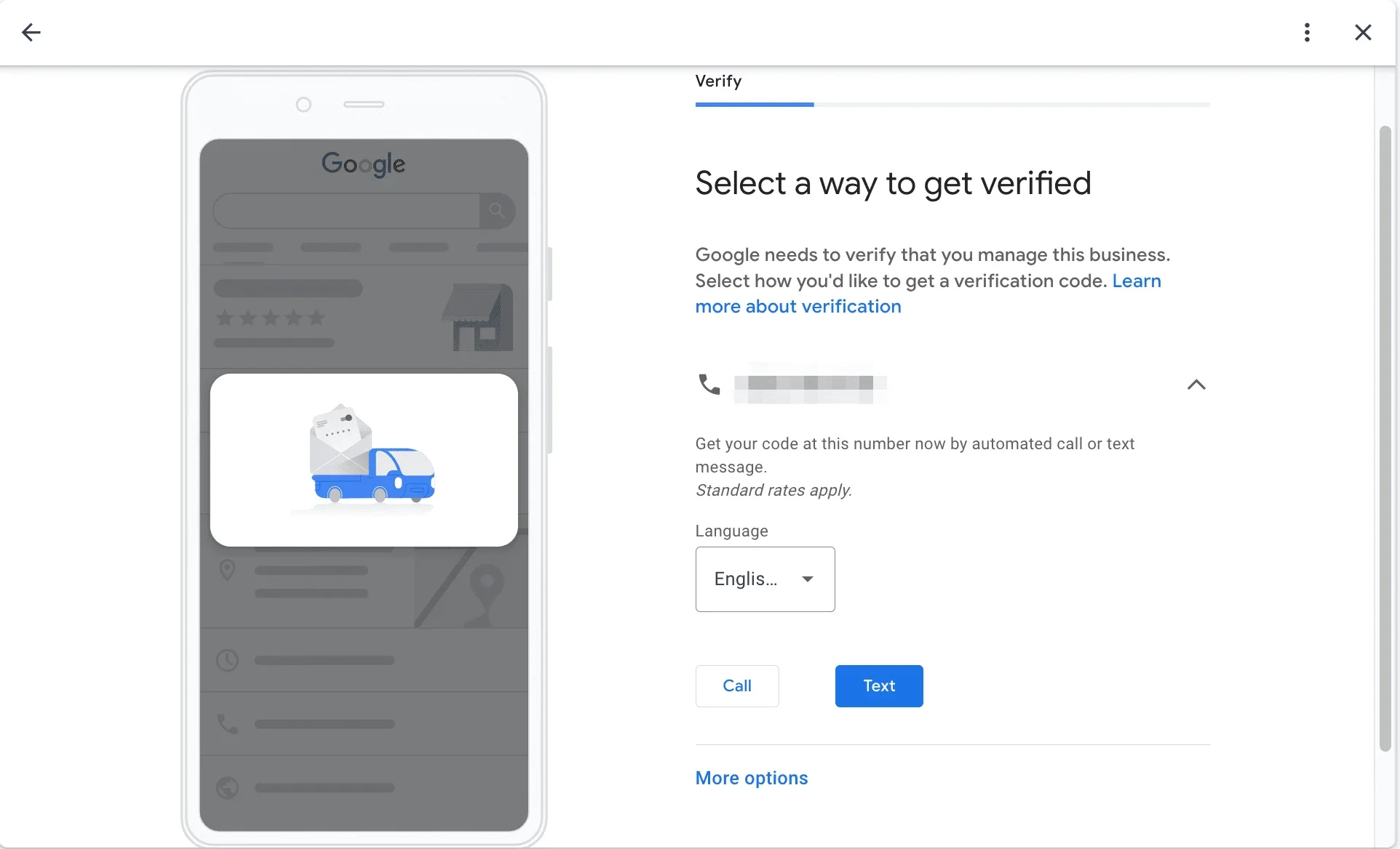 Google Business Profile verification options for dental office