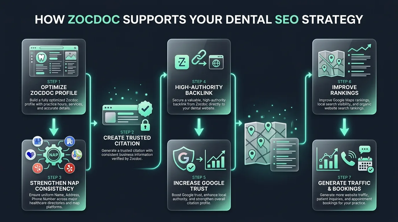 How Zocdoc Supports Your Dental SEO Strategy from profile to citations to rankings