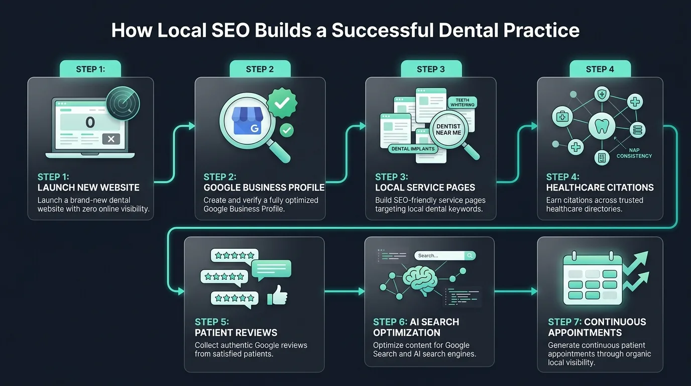How to Build Local SEO From Scratch for a New Dental Practice guide featured hero banner