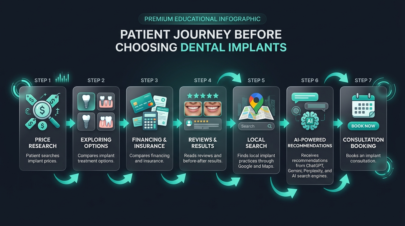 Patient search journey lifecycle before choosing an implant provider