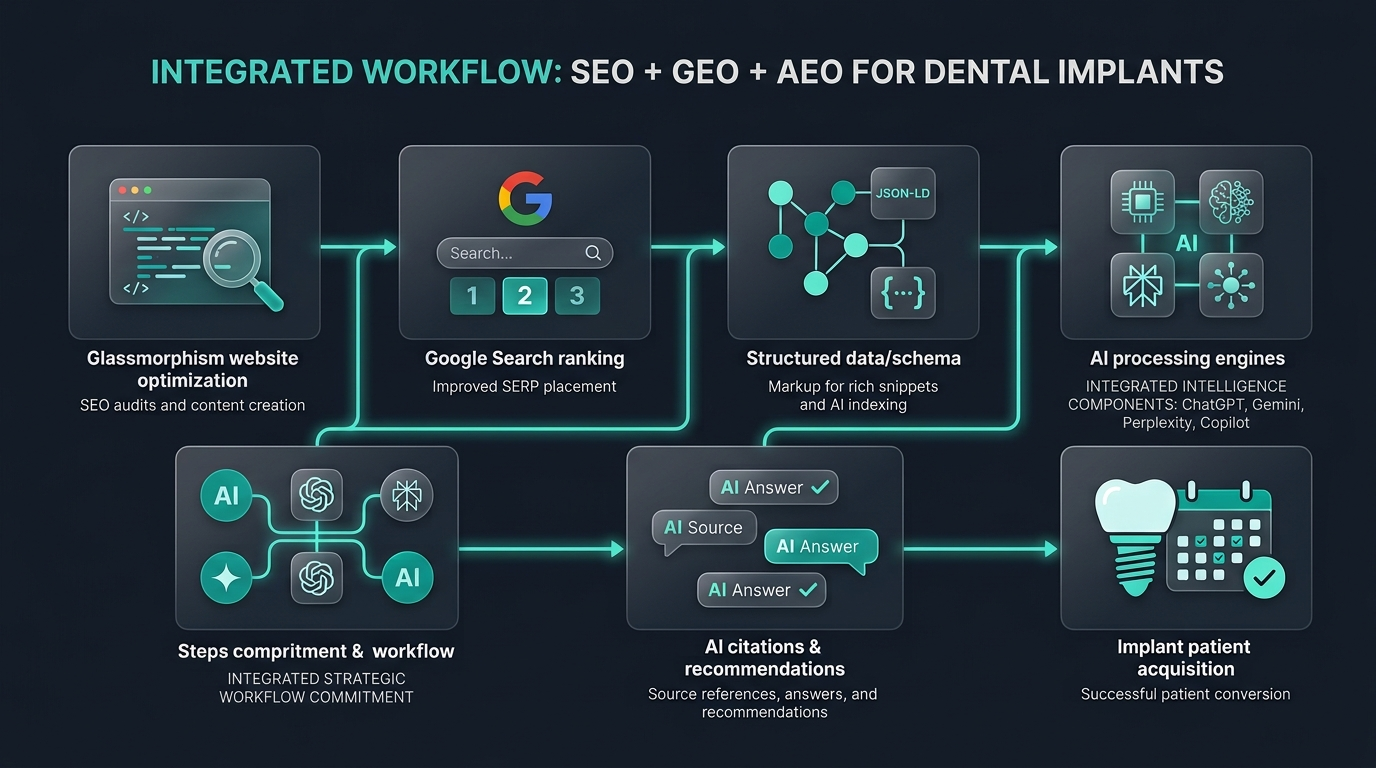 Traditional dental SEO vs GEO AEO comparison infographic