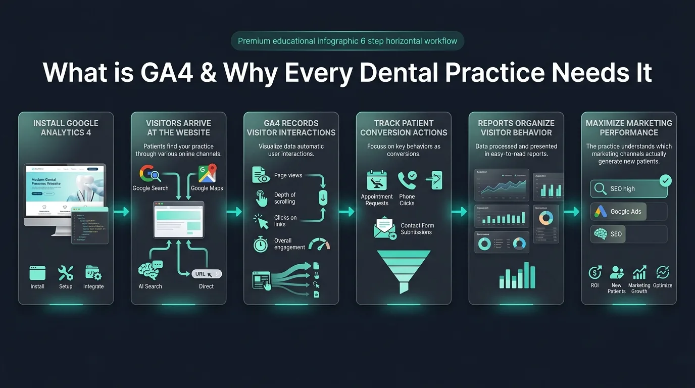 GA4 analytics dashboard tracking dental visitors