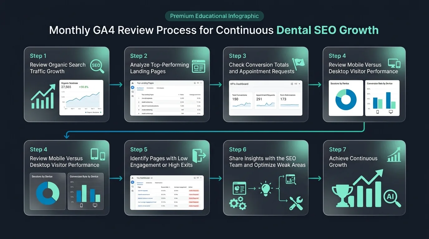 Monthly GA4 review process flow