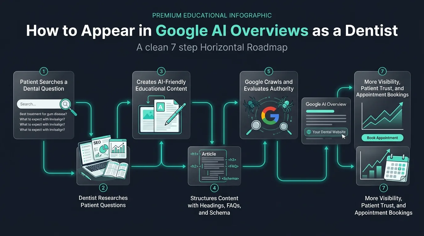 How to Appear in Google AI Overviews as a Dentist guide featured hero banner