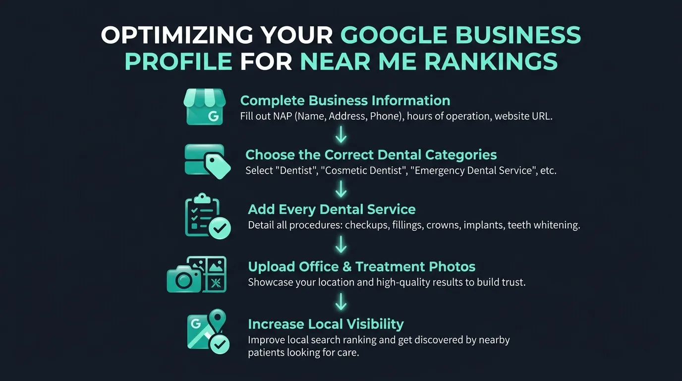 Setting up Google Business Profile for near me dental rankings