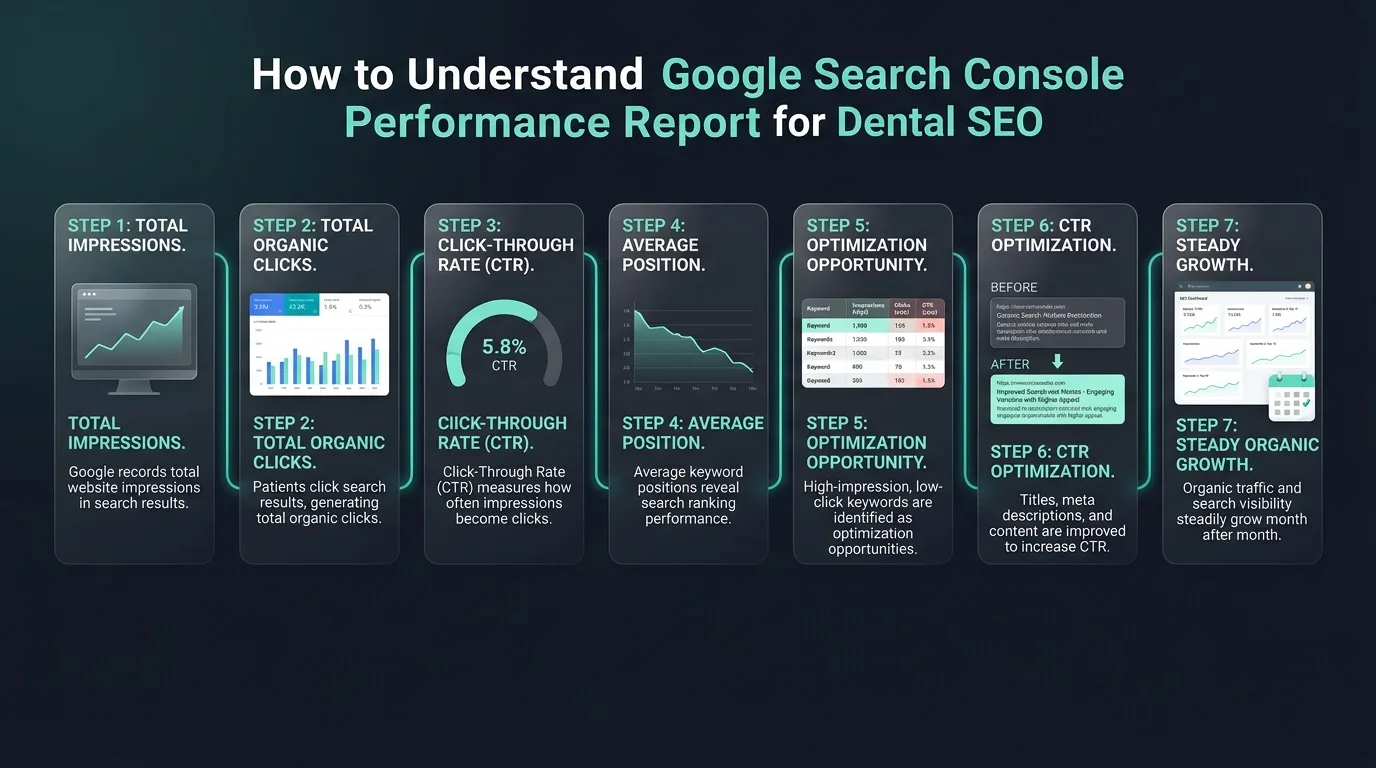 Performance report clicks impressions position CTR dashboard