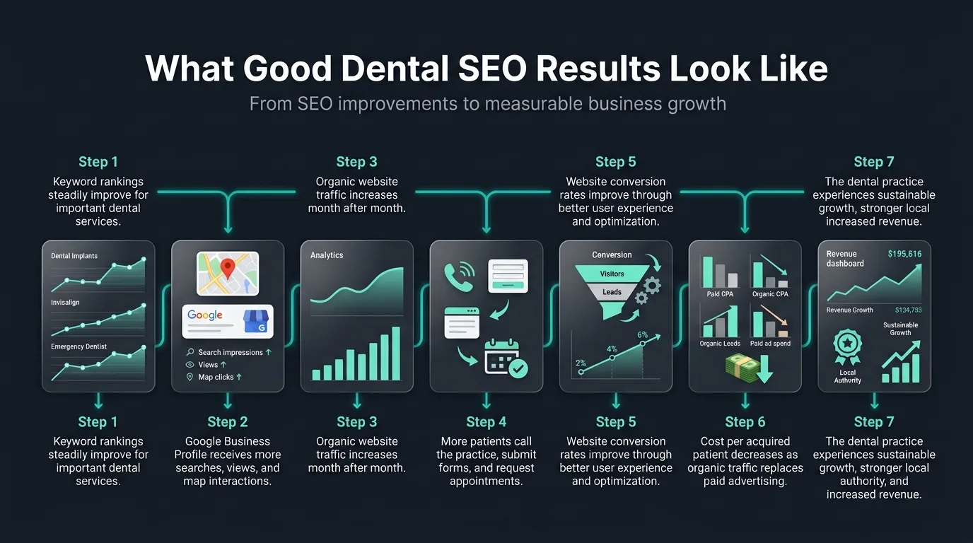 Positive organic search traffic growth charts